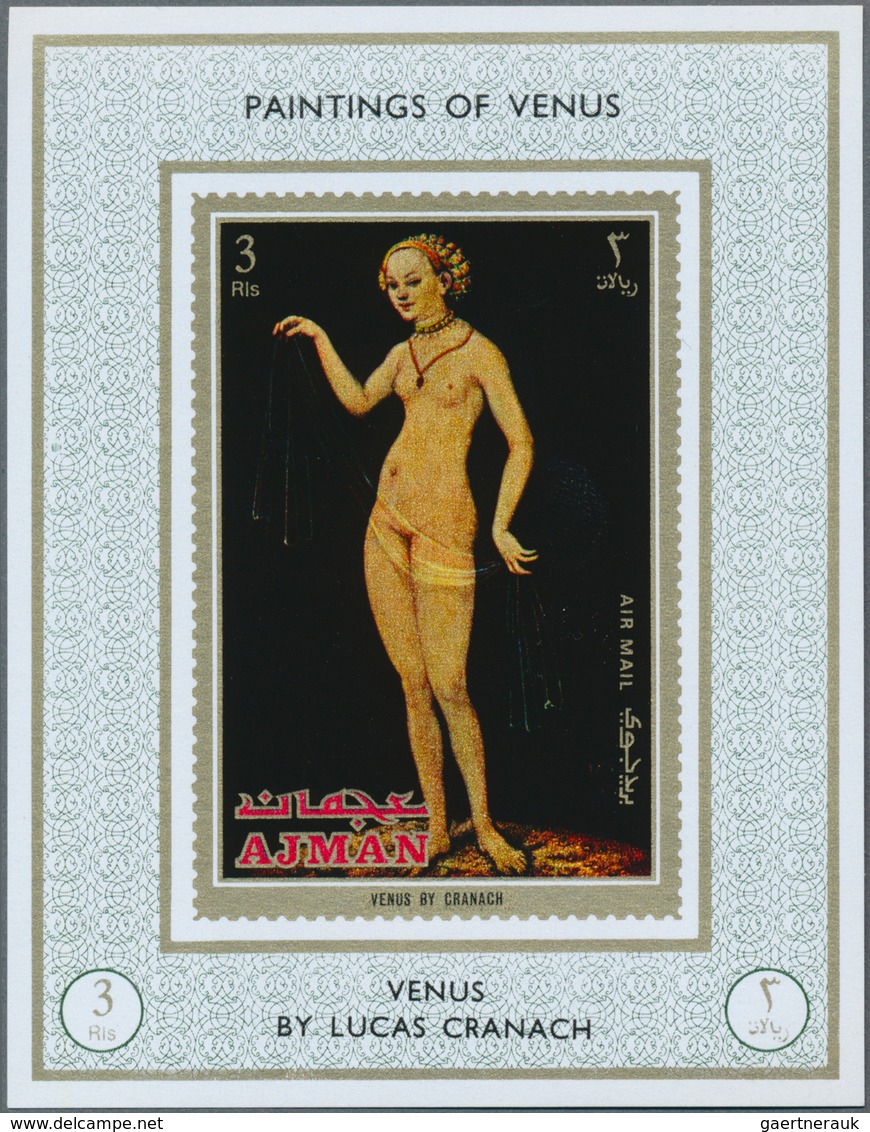 Adschman / Ajman: 1971, Nude paintings by TITIAN (mostly Venus etc.) set of eight different imperfor