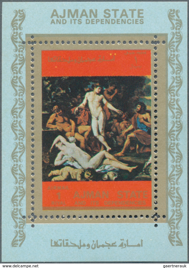 Adschman / Ajman: 1973, Nude Paintings Set Of 16 Different Imperforate Special Miniature Sheets In A - Adschman