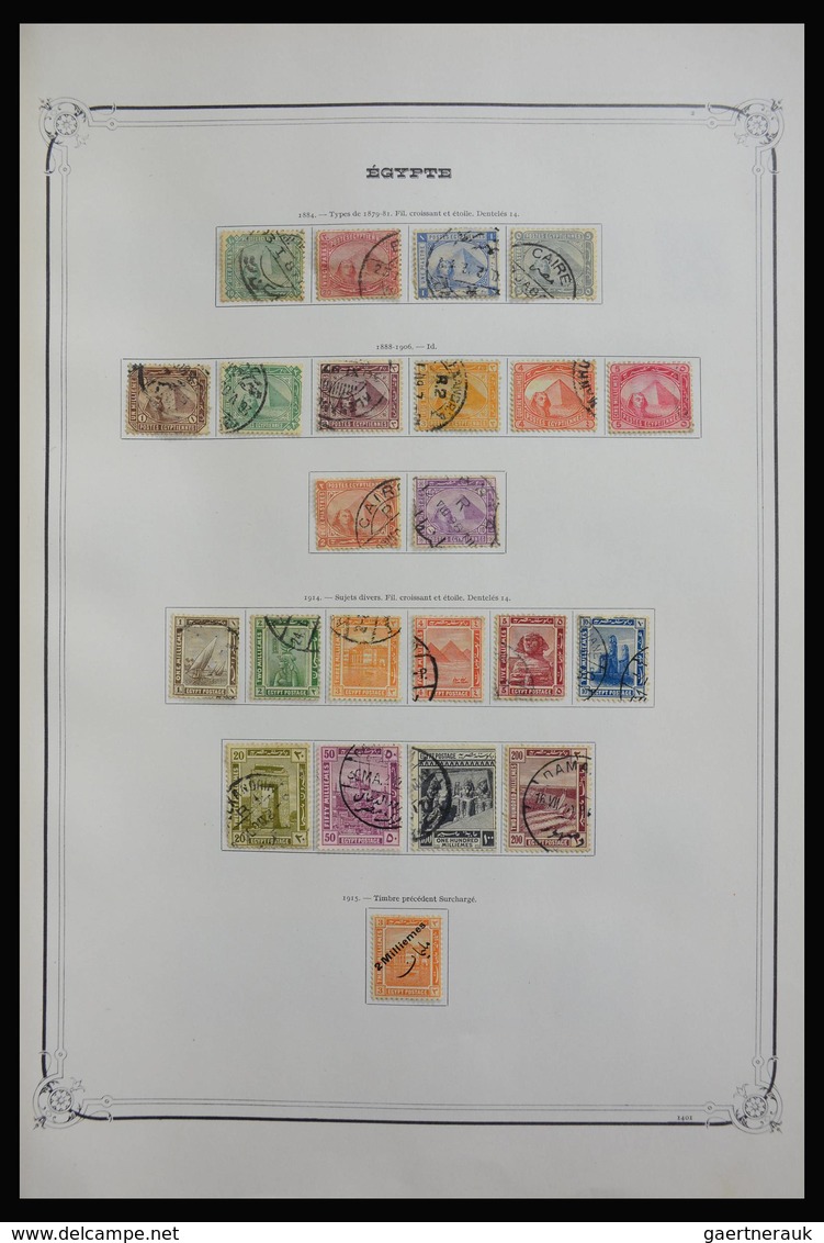 Ägypten: 1866-1979: Well filled, mint hinged and used collection in old large Yvert album. Much mate