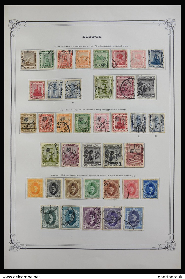 Ägypten: 1866-1979: Well filled, mint hinged and used collection in old large Yvert album. Much mate