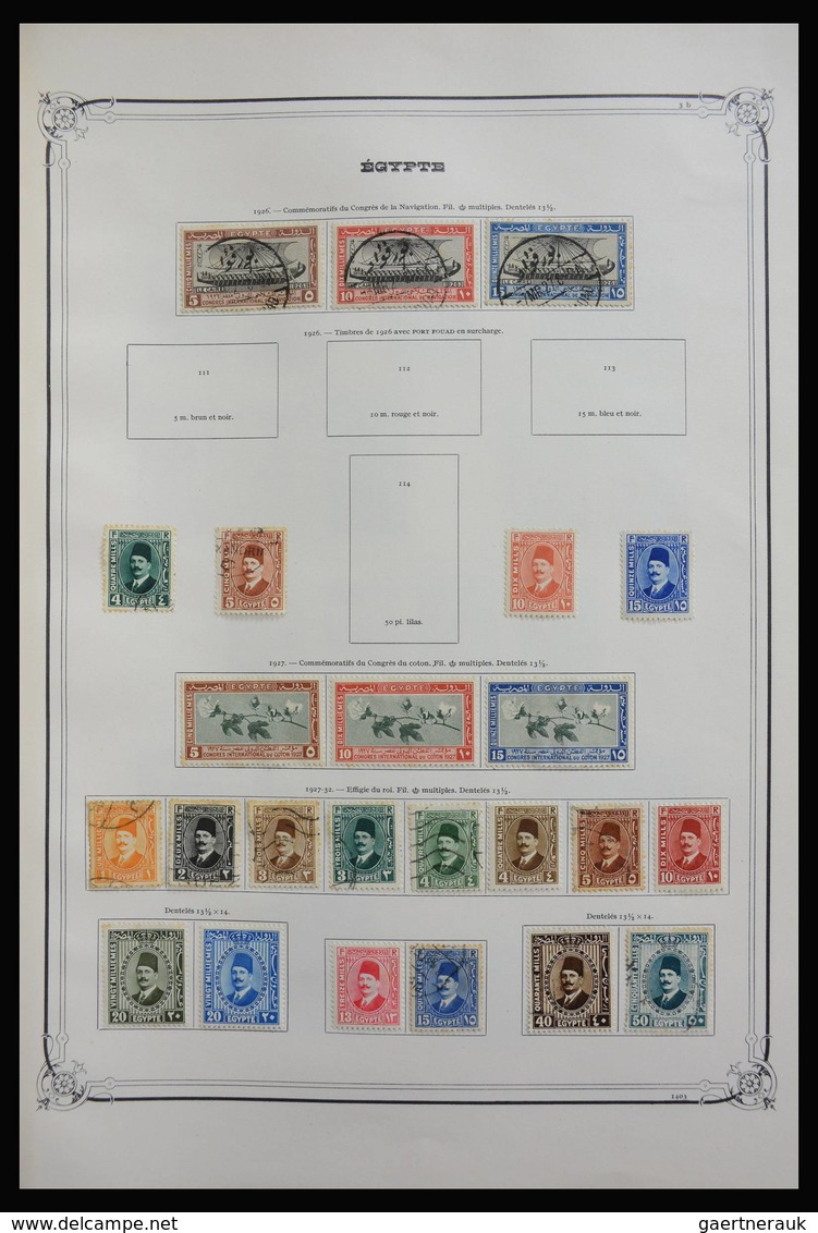 Ägypten: 1866-1979: Well filled, mint hinged and used collection in old large Yvert album. Much mate