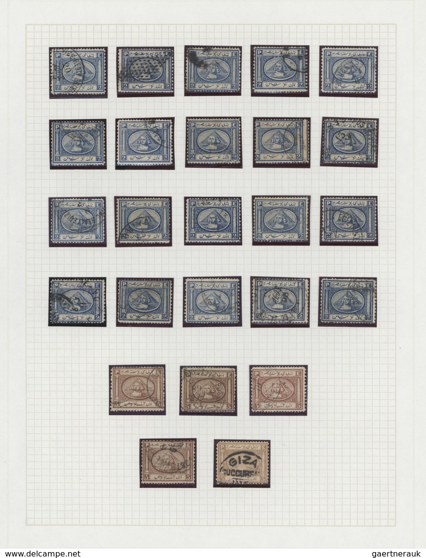 Ägypten: 1867/1871, "Sphinx/Pyramid", Used Collection Of Apprx. 140 Stamps On Album Pages, Comprisin - 1866-1914 Ägypten Khediva