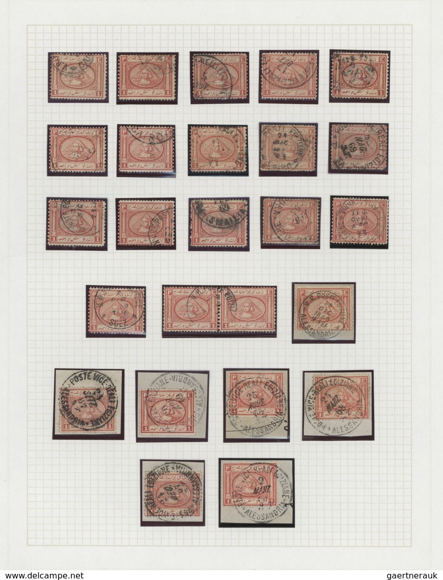 Ägypten: 1867/1871, "Sphinx/Pyramid", Used Collection Of Apprx. 140 Stamps On Album Pages, Comprisin - 1866-1914 Ägypten Khediva