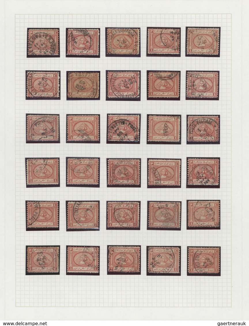 Ägypten: 1867/1871, "Sphinx/Pyramid", Used Collection Of Apprx. 140 Stamps On Album Pages, Comprisin - 1866-1914 Ägypten Khediva