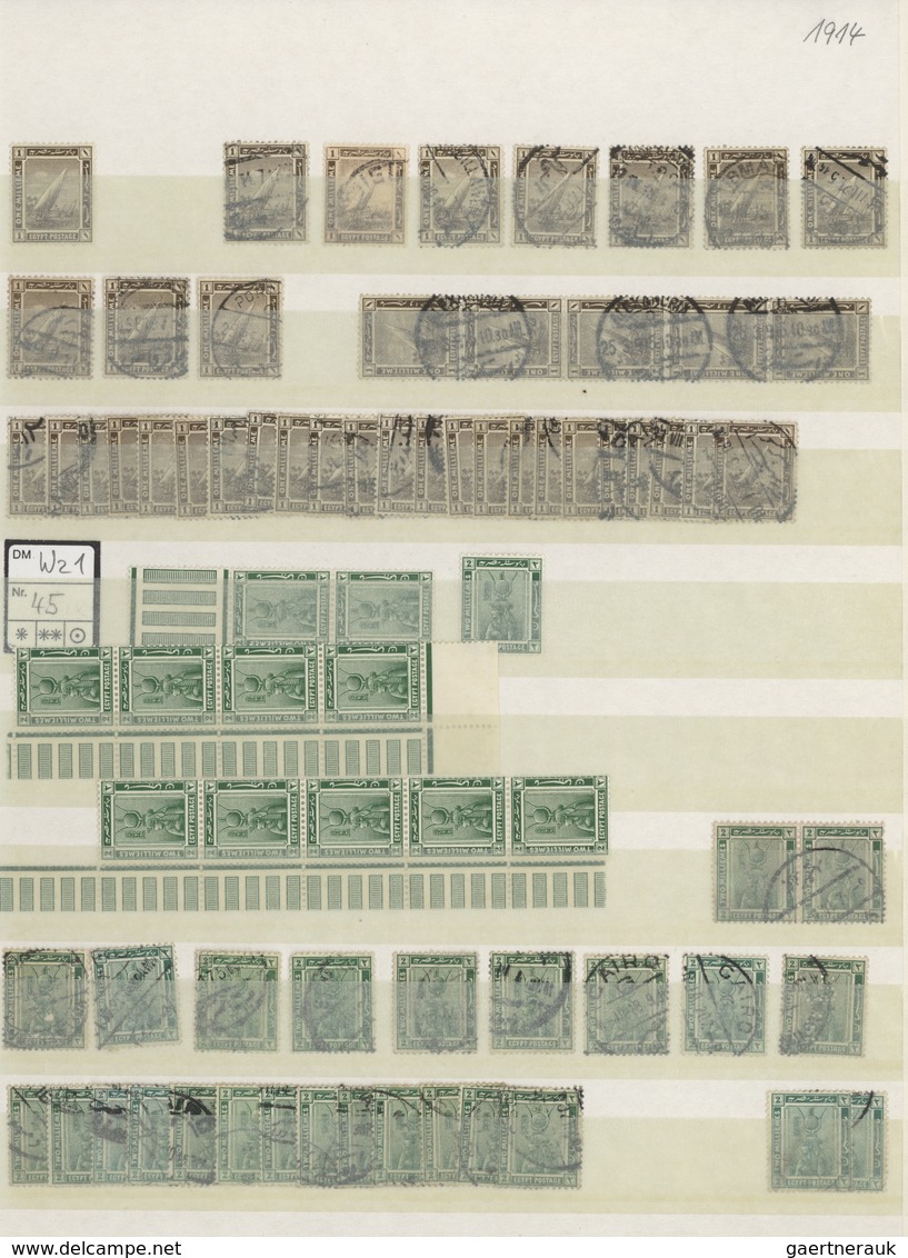 Ägypten: 1879/1922, Used And Mint Accumulation Of Issues "Sphinx/Pyramid" (apprx. 1.400 Stamps) And - 1866-1914 Khedivate Of Egypt