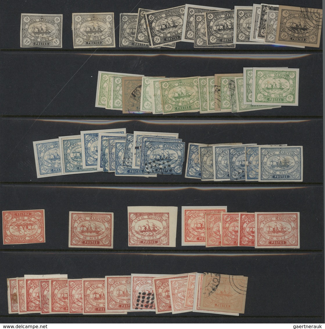 Ägypten - Suez-Kanal-Gesellschaft: 1868: Specialized collection of more than 420 stamps and many ext