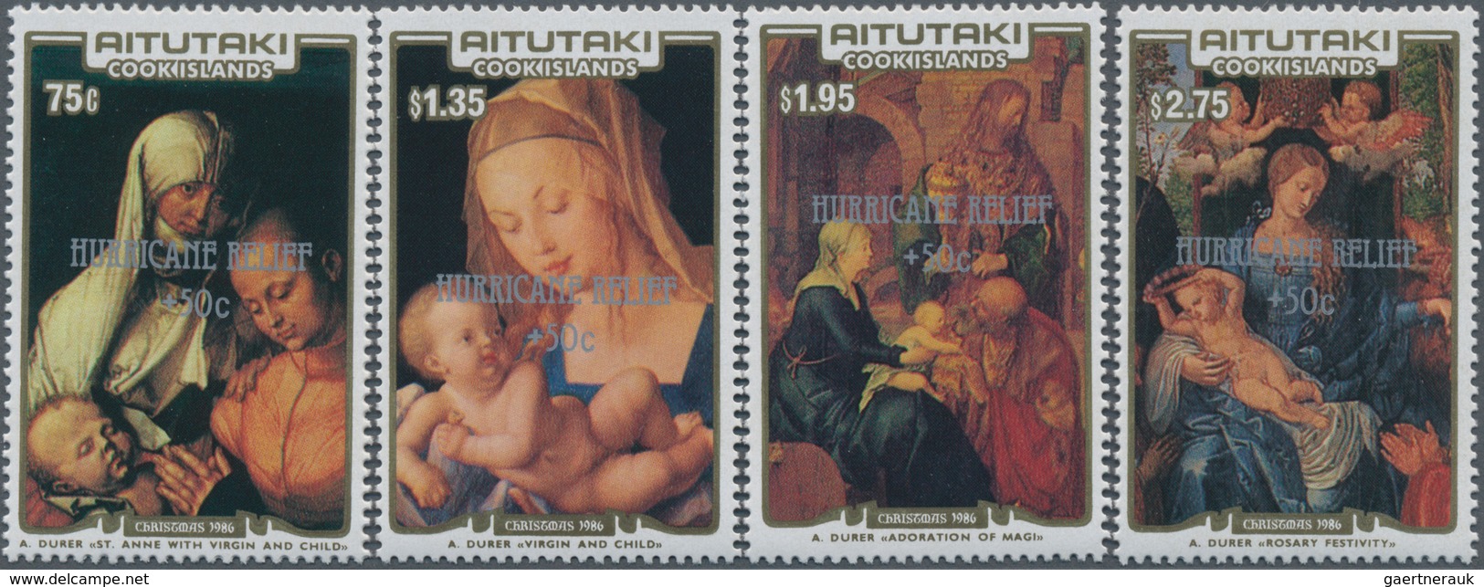Aitutaki: 1986, Christmas 1986 Complete Set Of Four With Different Dürer Paintings (St. Anne With Vi - Aitutaki
