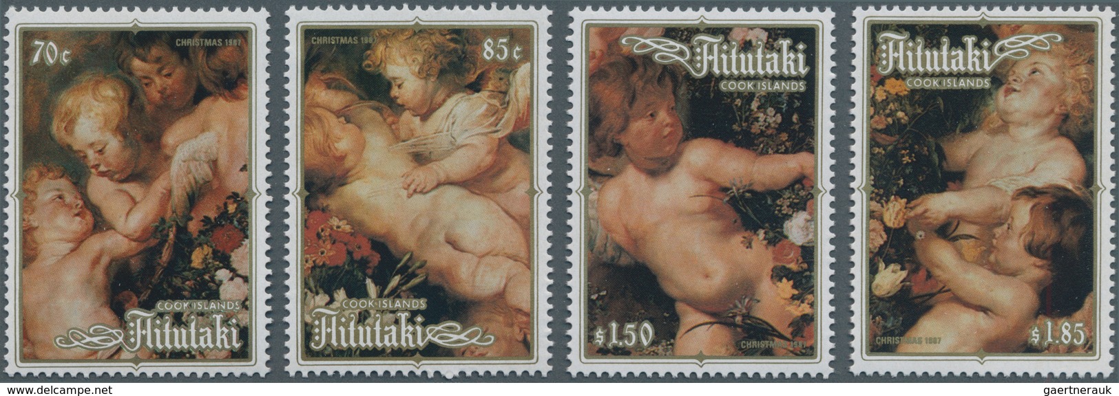 Aitutaki: 1987, Christmas Complete Set Of Four With Different Rubens Paintings In A Lot With About 1 - Aitutaki