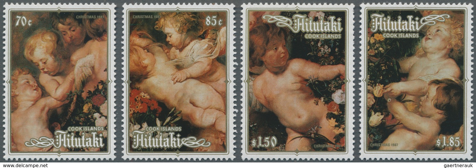 Aitutaki: 1987, Christmas Complete Set Of Four With Different Rubens Paintings In An INVESTMENT LOT - Aitutaki