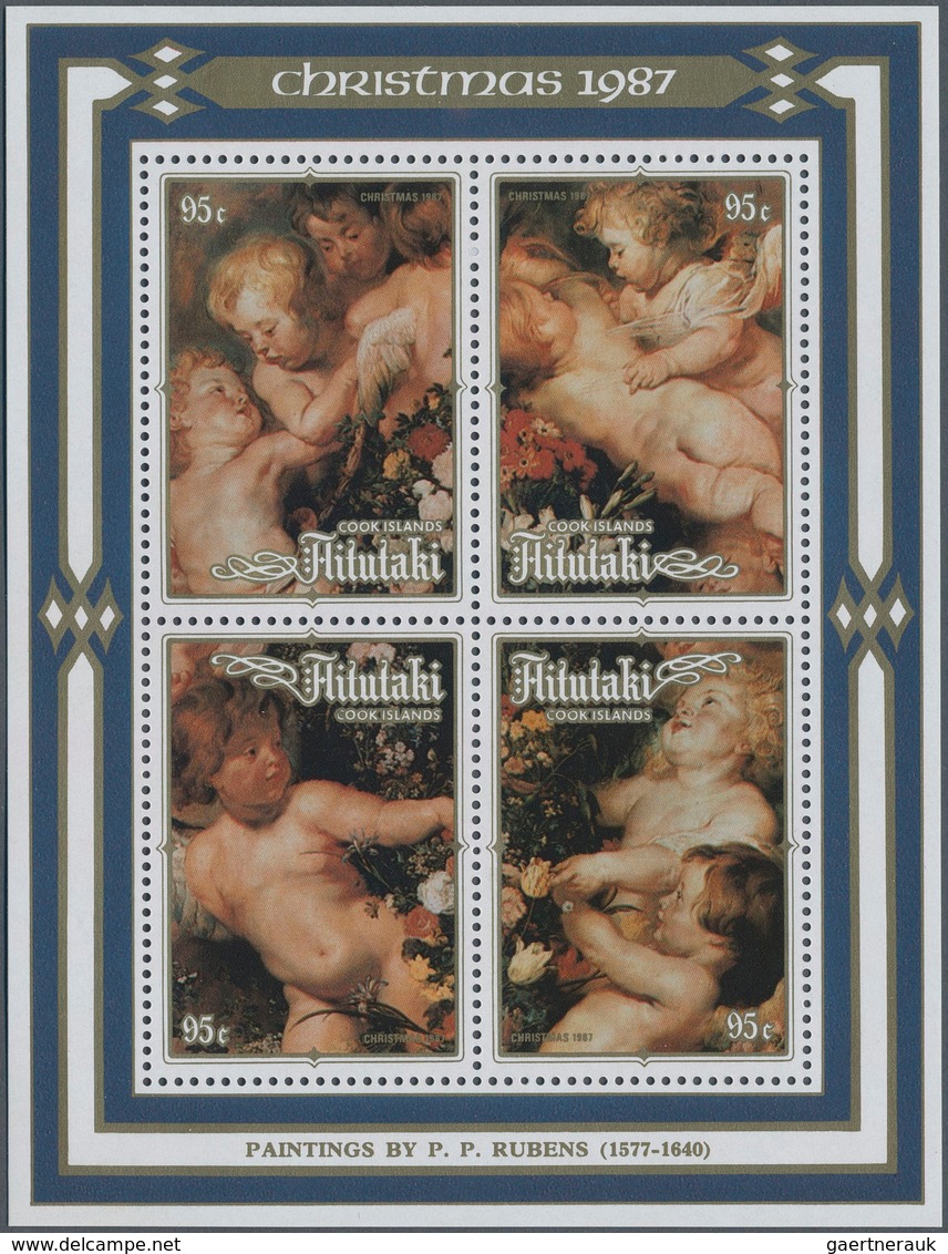 Aitutaki: 1987, Christmas Miniature Sheet With Four Different Rubens Paintings In A Lot With About 1 - Aitutaki