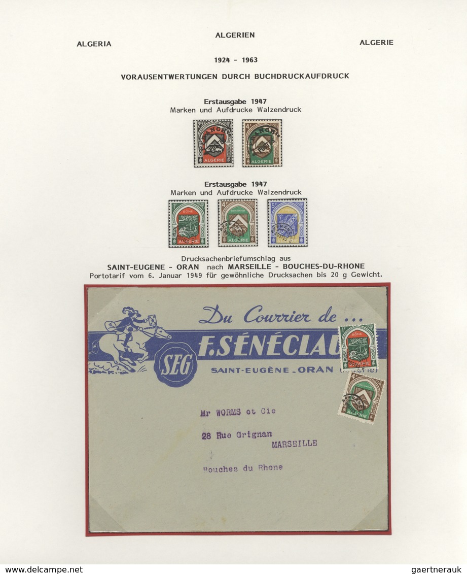 Algerien: 1924/1963, PRECANCELLATIONS (préoblitérés), Specialised Collection/assortment Of Apprx. 68 - Briefe U. Dokumente