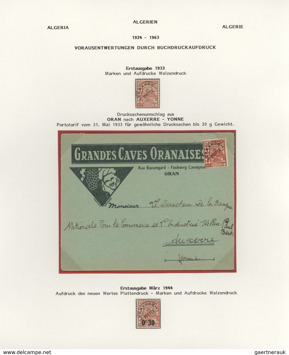 Algerien: 1924/1963, PRECANCELLATIONS (préoblitérés), Specialised Collection/assortment Of Apprx. 68 - Briefe U. Dokumente