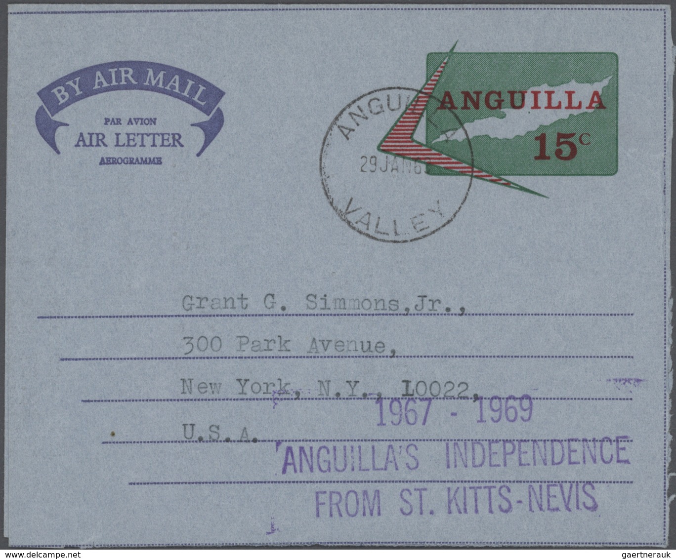 Anguilla: 1953/85 Ca. 676 Used And Unused Airletters With Revaluation Used Abroad To USA, Canada Etc - Anguilla (1968-...)