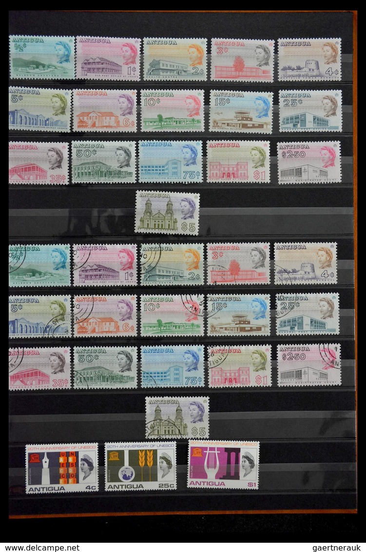 Antigua: 1862-1966: Nicely filled, MNH, mint hinged and used collection Antigua 1862-1966 in stockbo