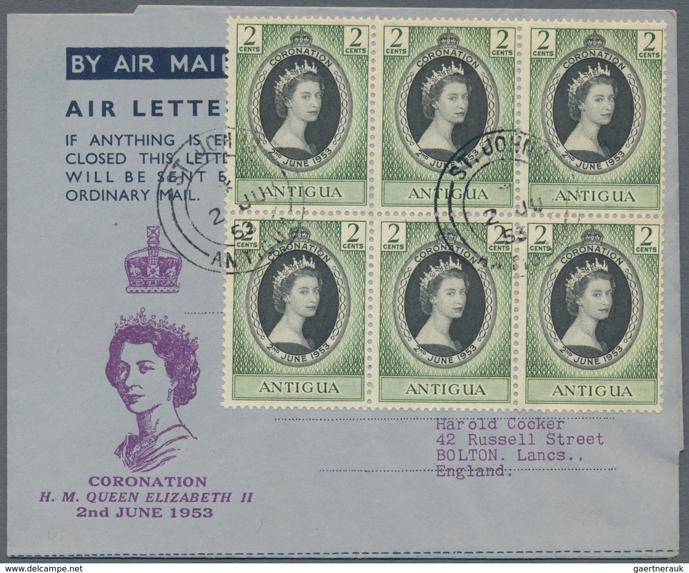 Antigua: 1951/82 Ca. 174 Used And Unused Airletters One Airletter With Mixed Franking Of Leeward Isl - 1960-1981 Autonomie Interne