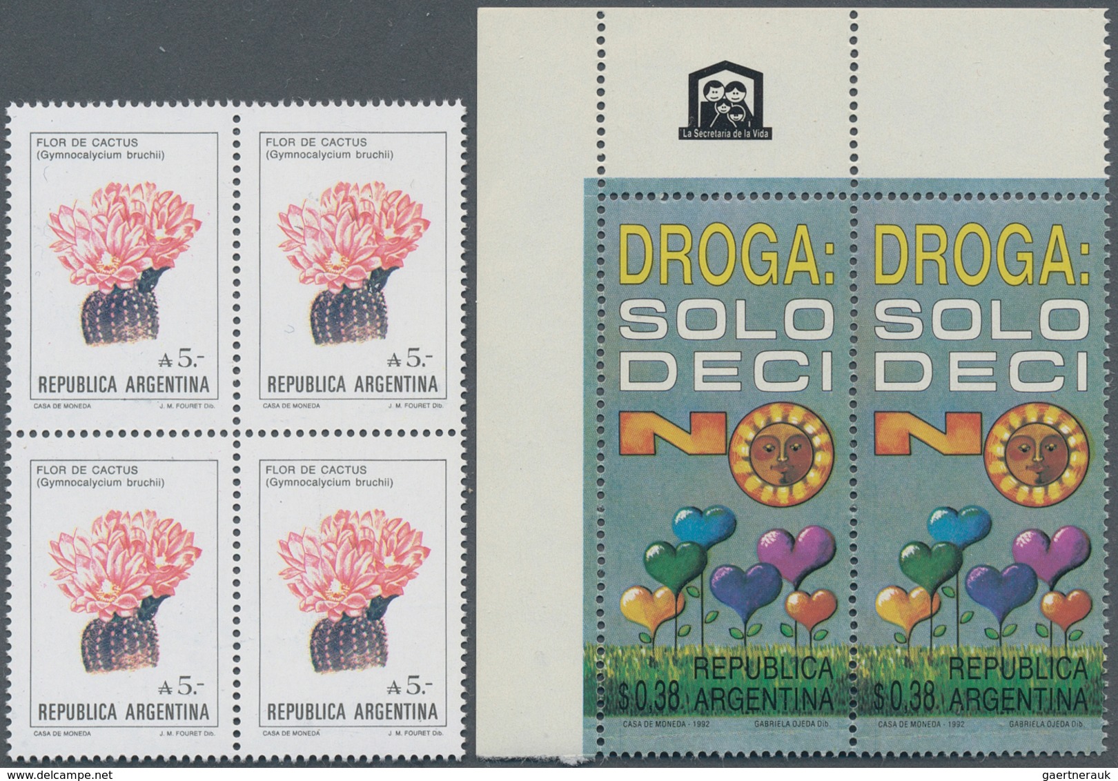 Argentinien: 1985/1993, Accumulation Of Mostly Thematic Stamps Incl. Flowers, Cinema, Drugs, Paintin - Other & Unclassified