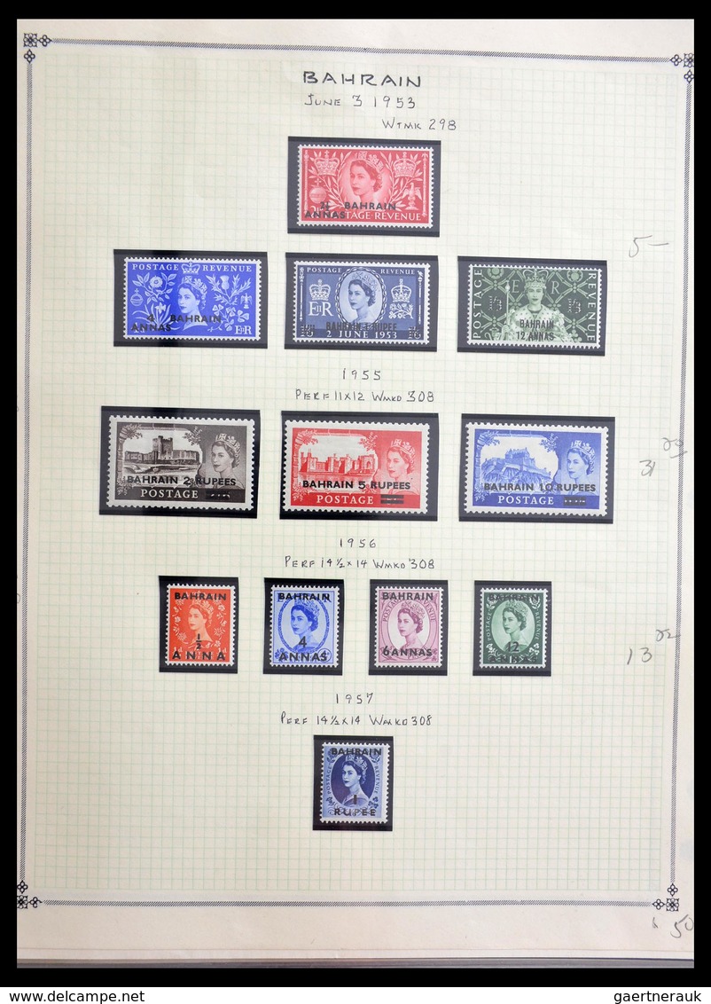 Bahrain: 1942-2003: Well filled, MNH and mint hinged collection Bahrain 1942-2003 in Lindner album,