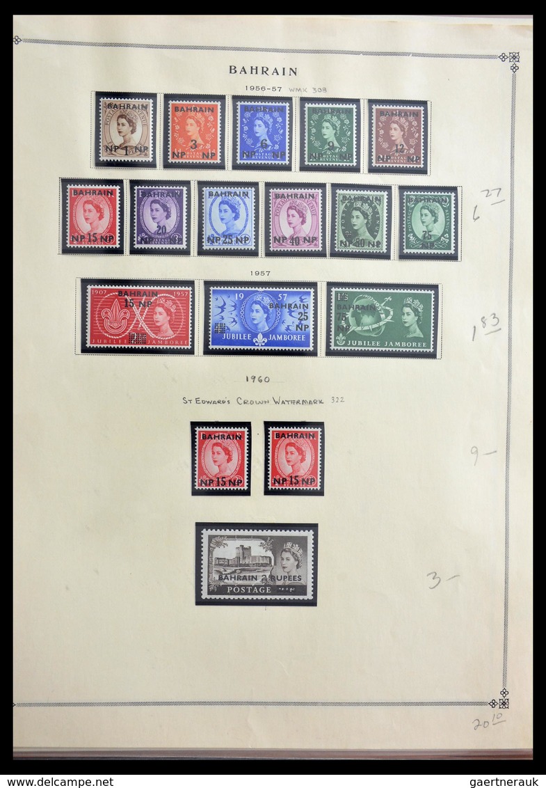 Bahrain: 1942-2003: Well filled, MNH and mint hinged collection Bahrain 1942-2003 in Lindner album,