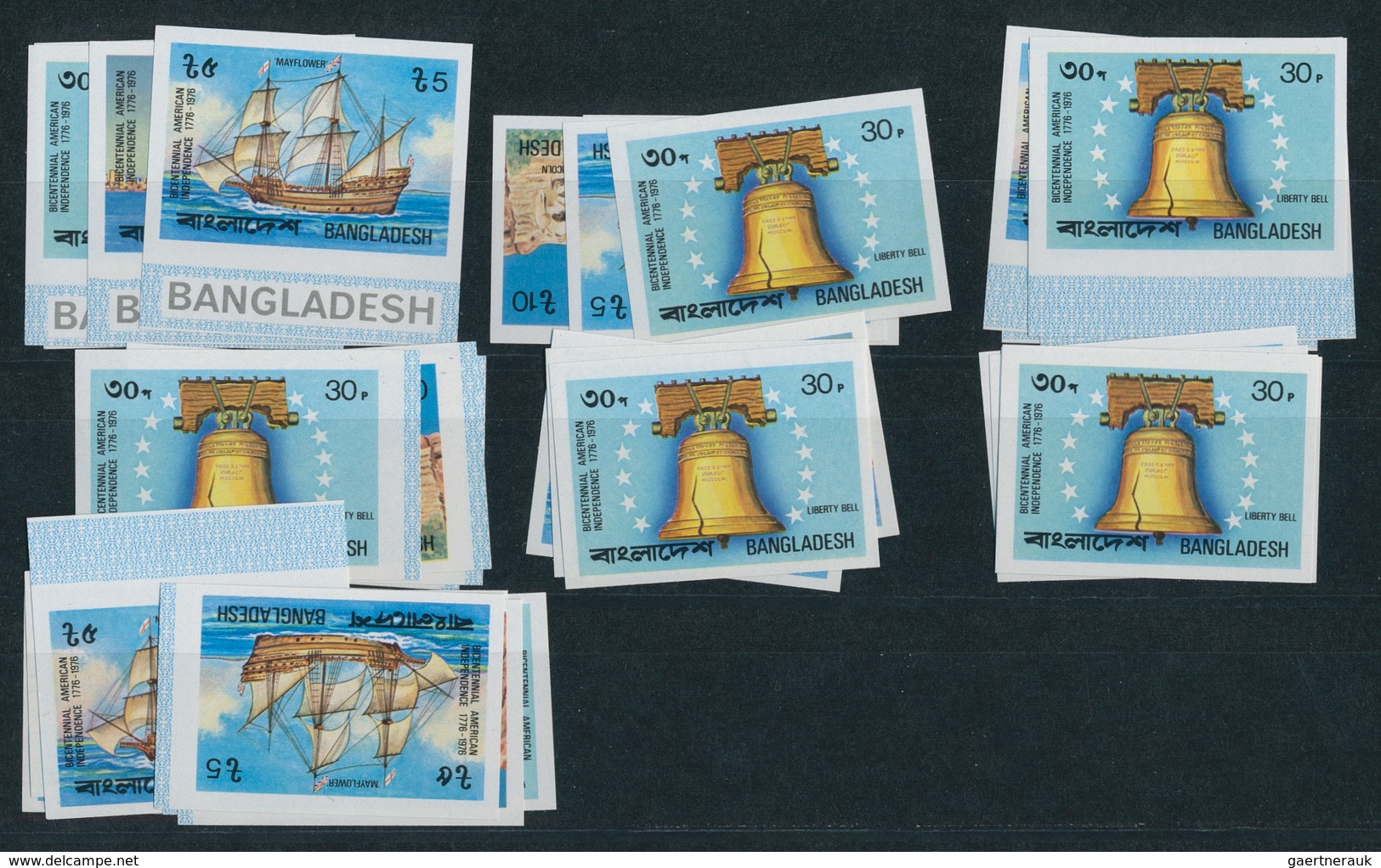 Bangladesch: 1976, Bicentennary Of American Independence Complete IMPERFORATE Set Of Four (Liberty B - Bangladesch