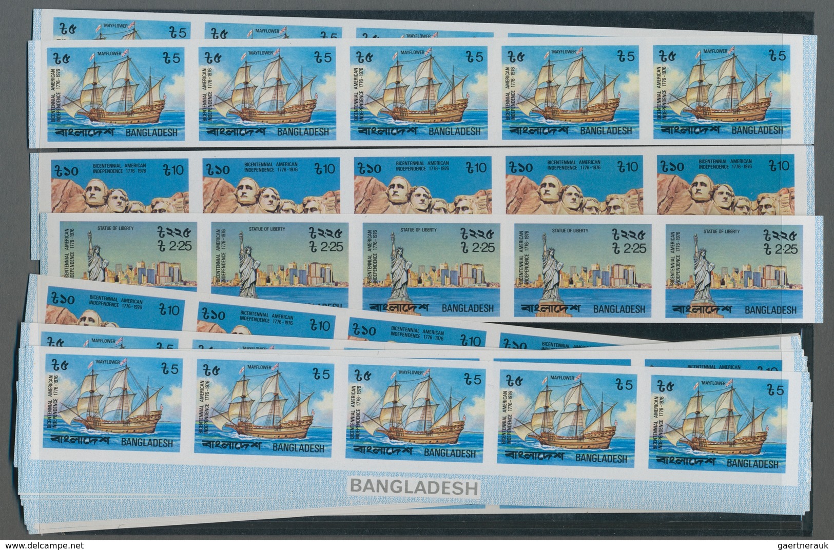 Bangladesch: 1976, Bicentennary Of American Independence Complete IMPERFORATE Set Of Four (Liberty B - Bangladesch