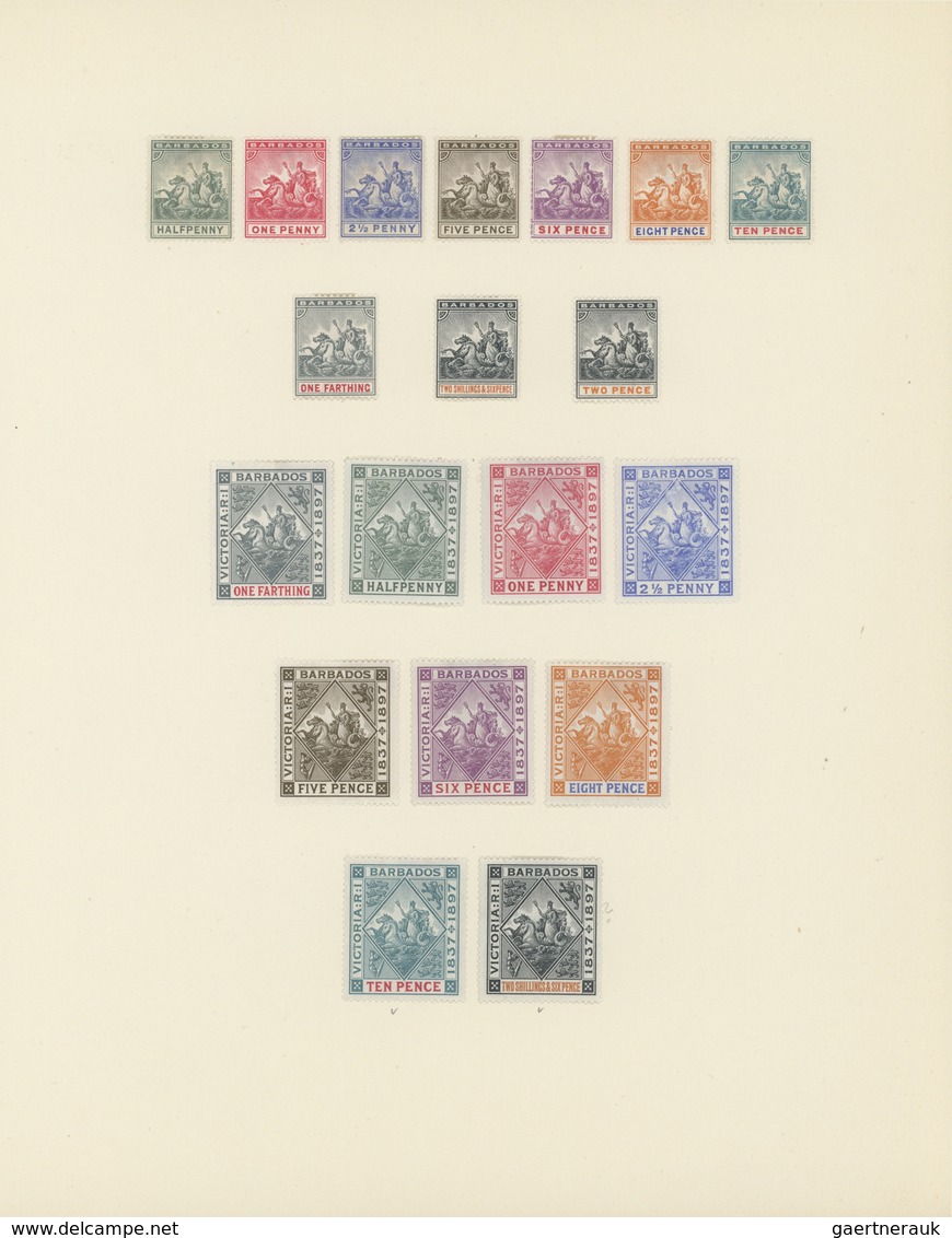 Barbados: 1852-1925, Collection Mint And Used On 5 Album Leaves Including SG 5, 5a, 7, 11, 12, 17-19 - Barbados (1966-...)