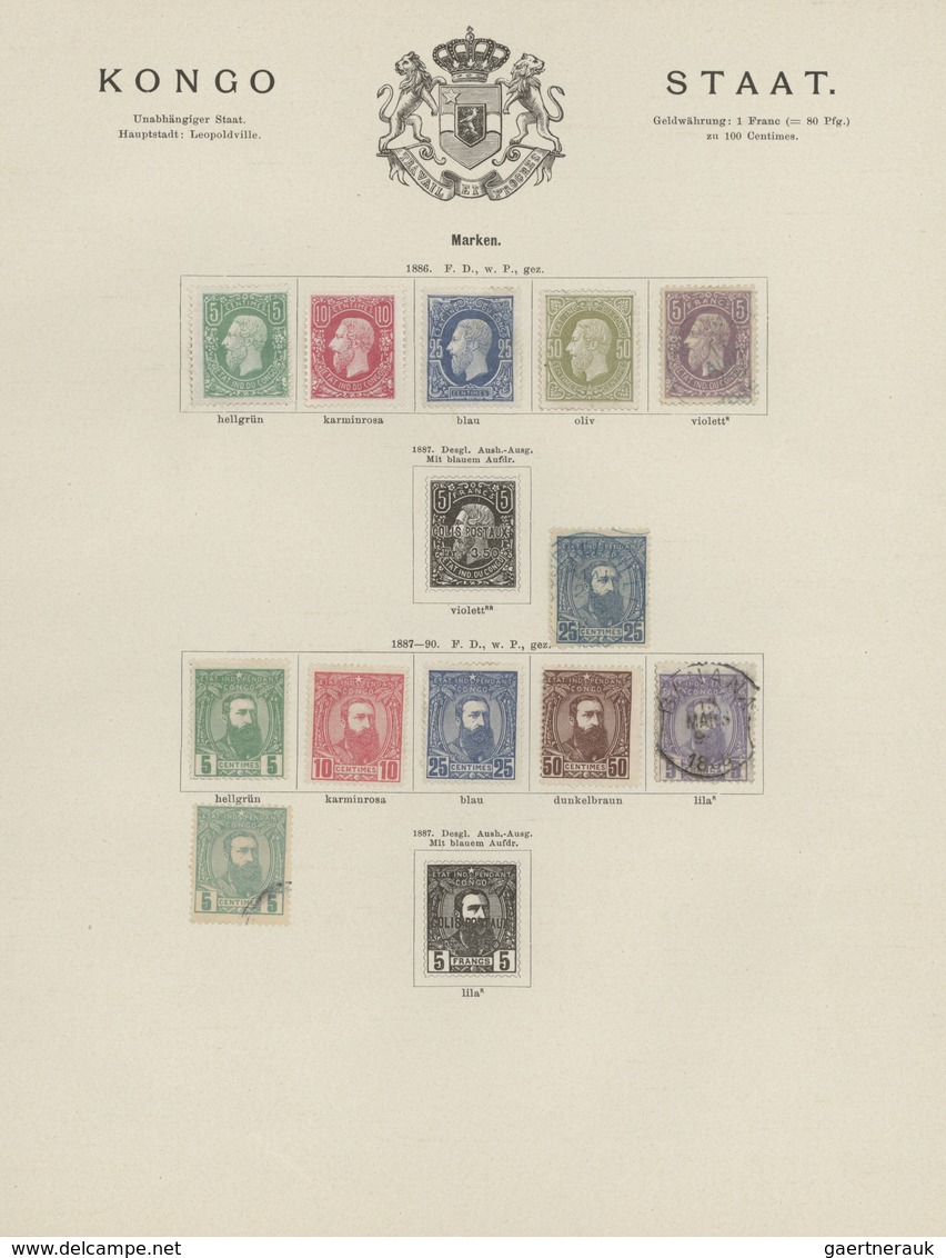 Belgisch-Kongo - Kongo-Staat: 1886-1887, Albumseite Mit 12 Werten, Dabei Mi.Nr. 5 (*) Und Mi.Nr. 10 - Gebraucht