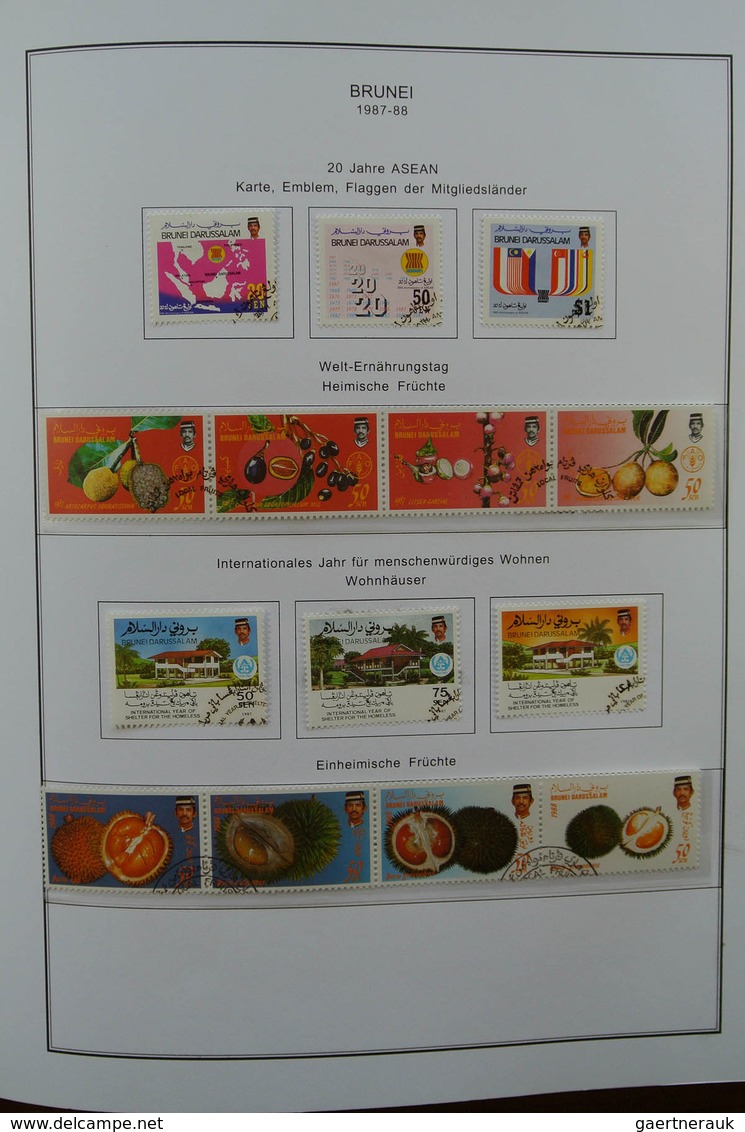 Brunei: 1895-2001. MNH, mint hinged and used collection Brunei 1895-2001 in album. Collection contai