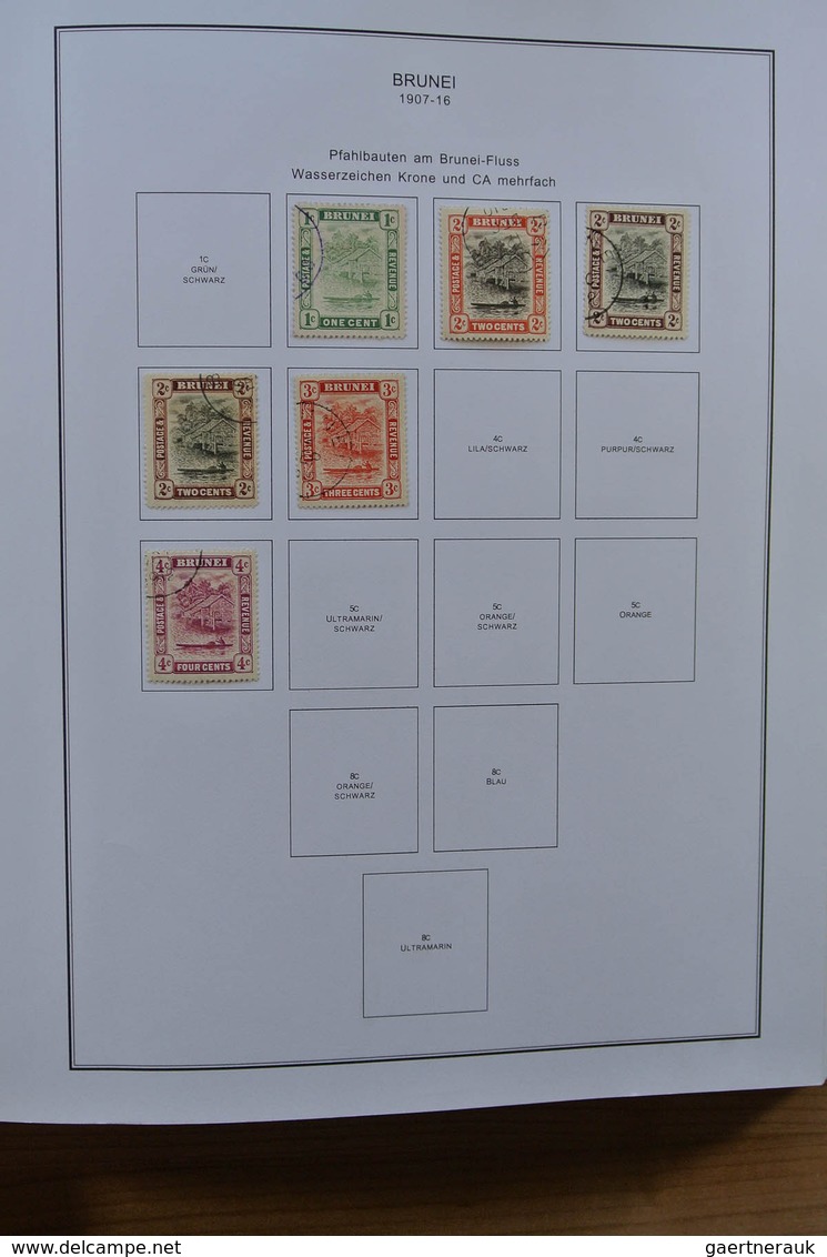 Brunei: 1895-2001. MNH, mint hinged and used collection Brunei 1895-2001 in album. Collection contai