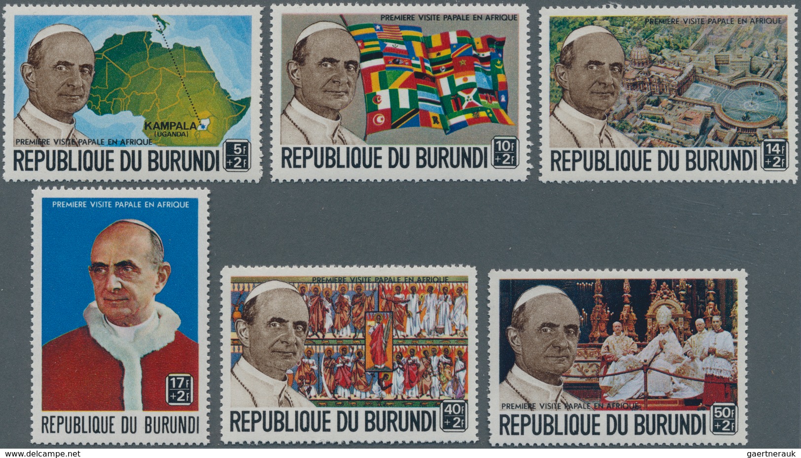 Burundi: 1969, First Visit Of Pope Paul VI. In Africa Complete Set Of Seven In A Lot With About 630 - Sammlungen