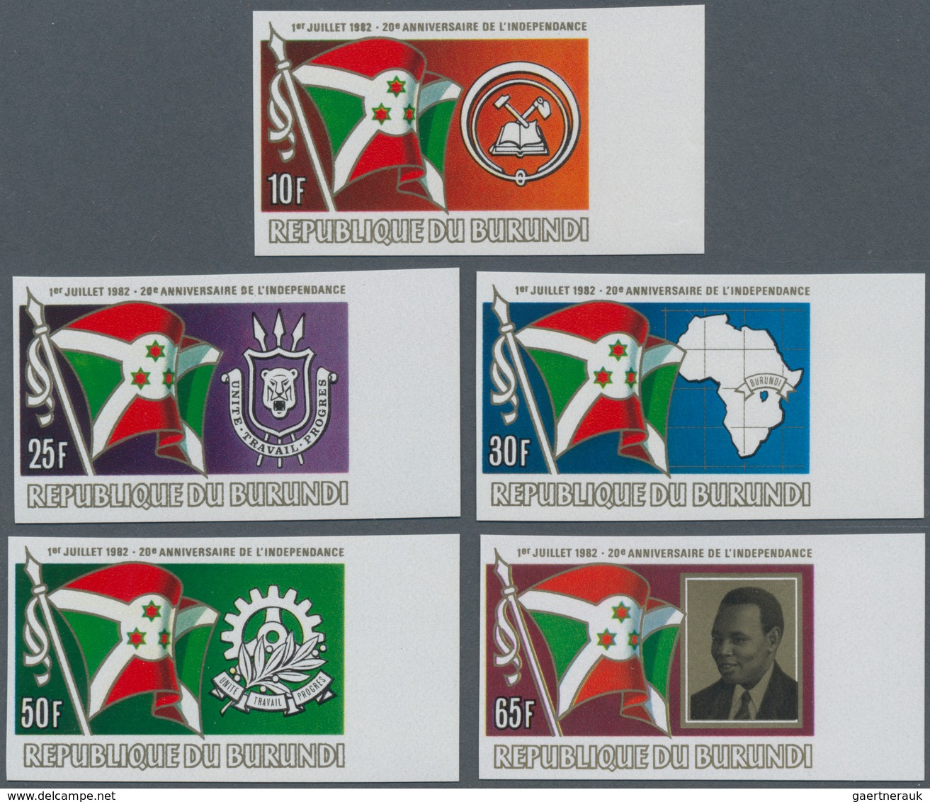 Burundi: 1983, 20 Years Of Independence Complete IMPERFORATE Set Of Five In A Lot With 158 Sets Most - Sammlungen