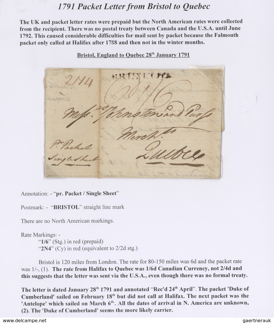 Canada - Vorphilatelie: 1778/1797, Six Very Early Transatlantic Letters, All Incoming From Great Bri - ...-1851 Vorphilatelie