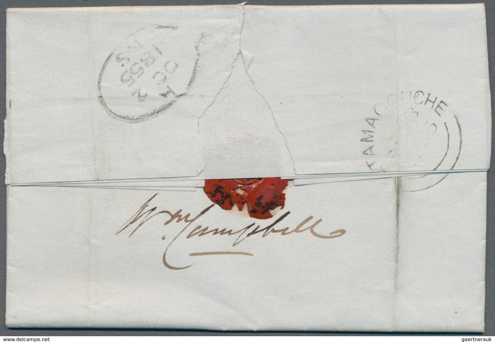 Neuschottland: 1848/1855, Lot Of Five Lettersheets Showing A Nice Range Of Postmarks: PICTOU, TATAMA - Brieven En Documenten