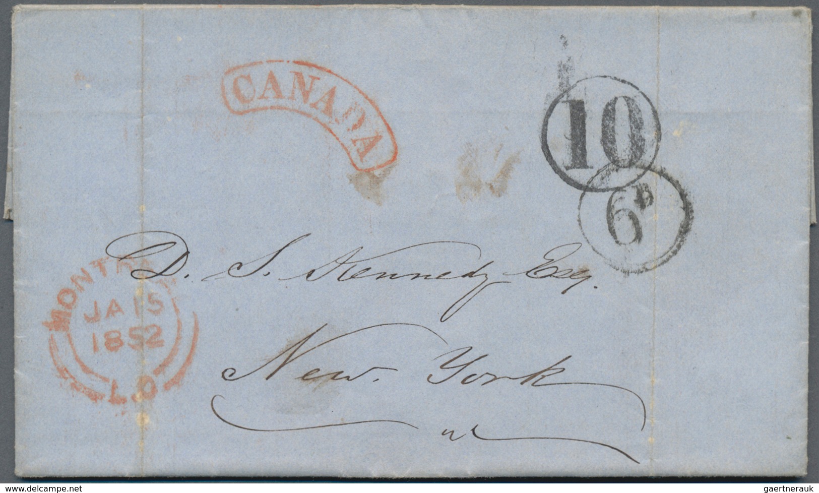 Canada: 1852/1864, Nice Lot Of Five Letters, Most Of Them Sent To USA With Many Different "Paid" Mar - Verzamelingen