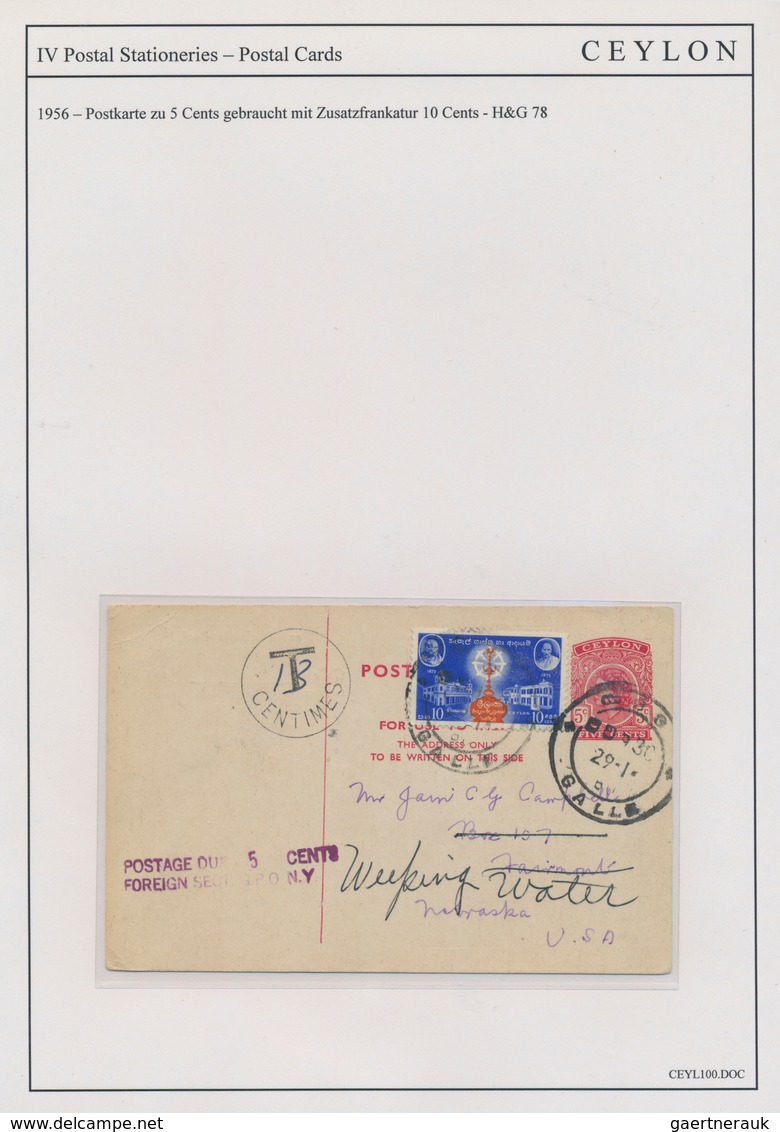 Ceylon / Sri Lanka: 1872/1970 (c.): Collection Of About 70 Postal Stationery Cards, Letter Cards And - Sri Lanka (Ceylon) (1948-...)