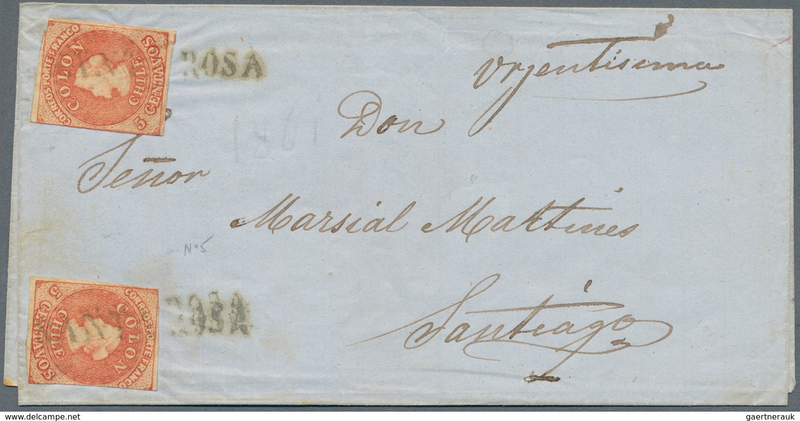 Chile: 1853/1867, COLON HEADS, the outstanding collection of first issues incl. 1853 5c. used on ent