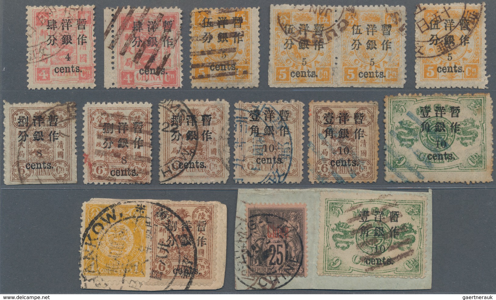 China: 1897, Dowager Cent Surcharges, Small On 1st Printing, Mint And Used Sets Each Plus Extras Inc - Sonstige & Ohne Zuordnung