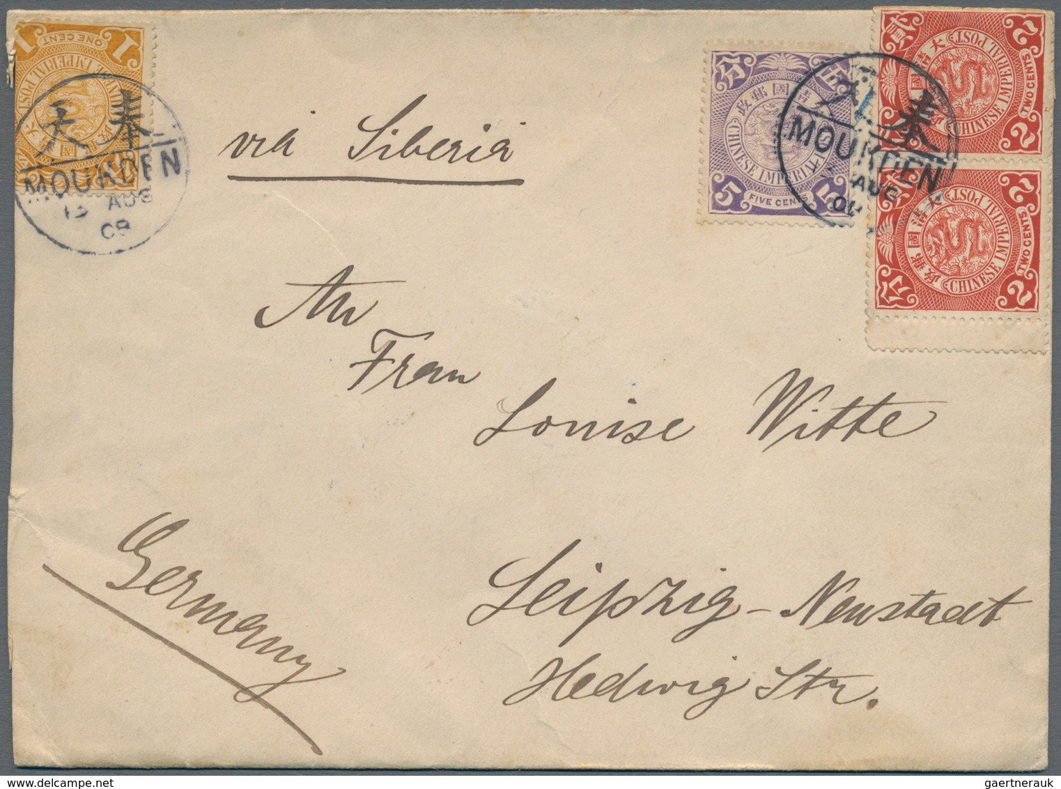 China: 1902/36, Covers (6 Inc. Registration), Ppc (1) Used Moukden Or Shanghai To Germany Or CSR; Pl - Sonstige & Ohne Zuordnung