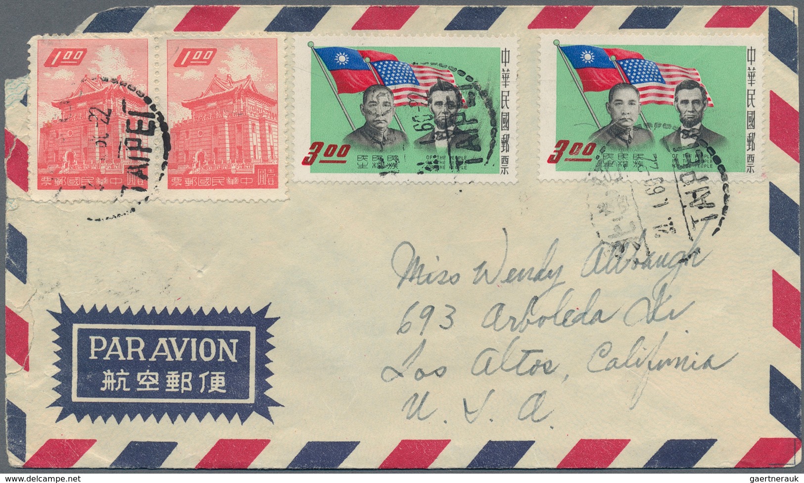 China: 1937/47, Covers (6), Mostly Airmails Inc 1937 Clipper Commercial FFC "PEIPING 24.4.26" To US, - Sonstige & Ohne Zuordnung