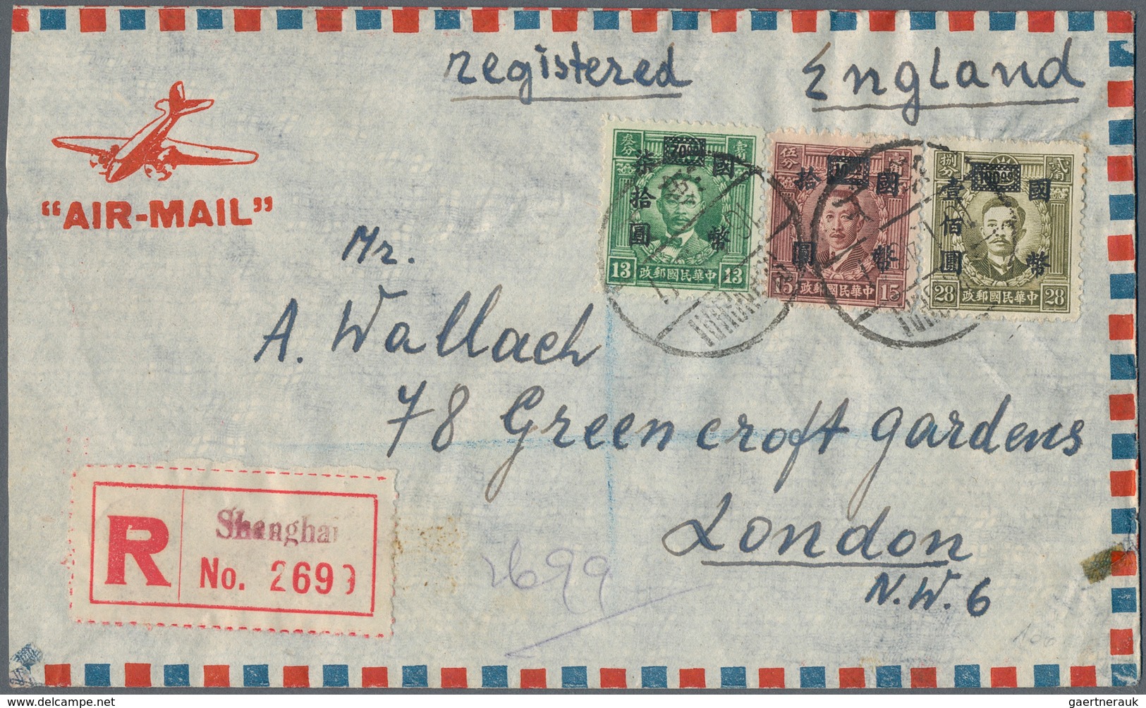 China: 1945/47, Covers (9 Inc. Two Surface) Used To Foreign, Mostly Austria But Also UK, Australia, - Other & Unclassified