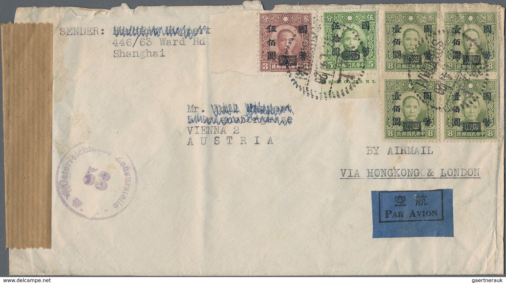 China: 1945/47, covers (9 inc. two surface) used to foreign, mostly Austria but also UK, Australia,