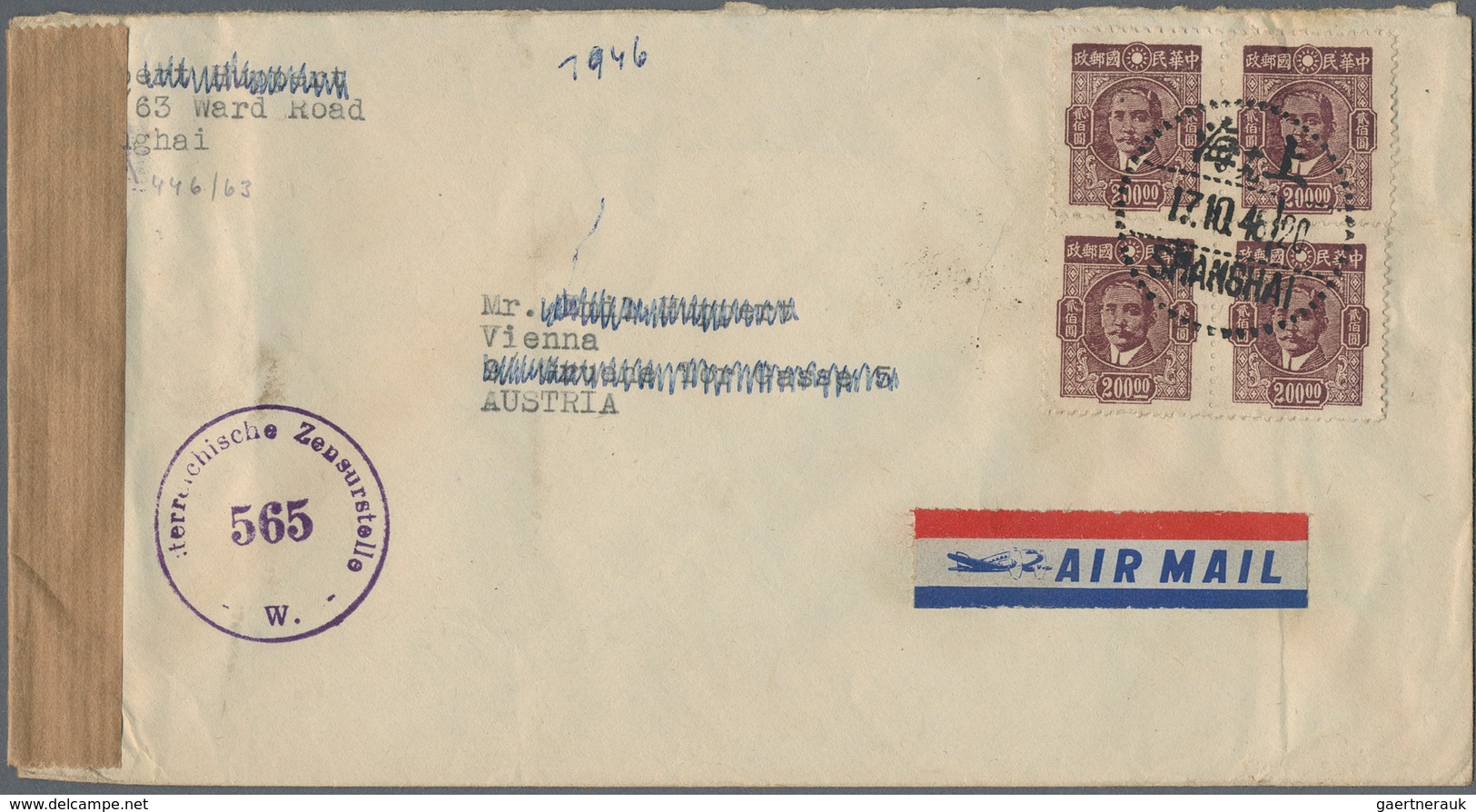 China: 1945/47, covers (9 inc. two surface) used to foreign, mostly Austria but also UK, Australia,