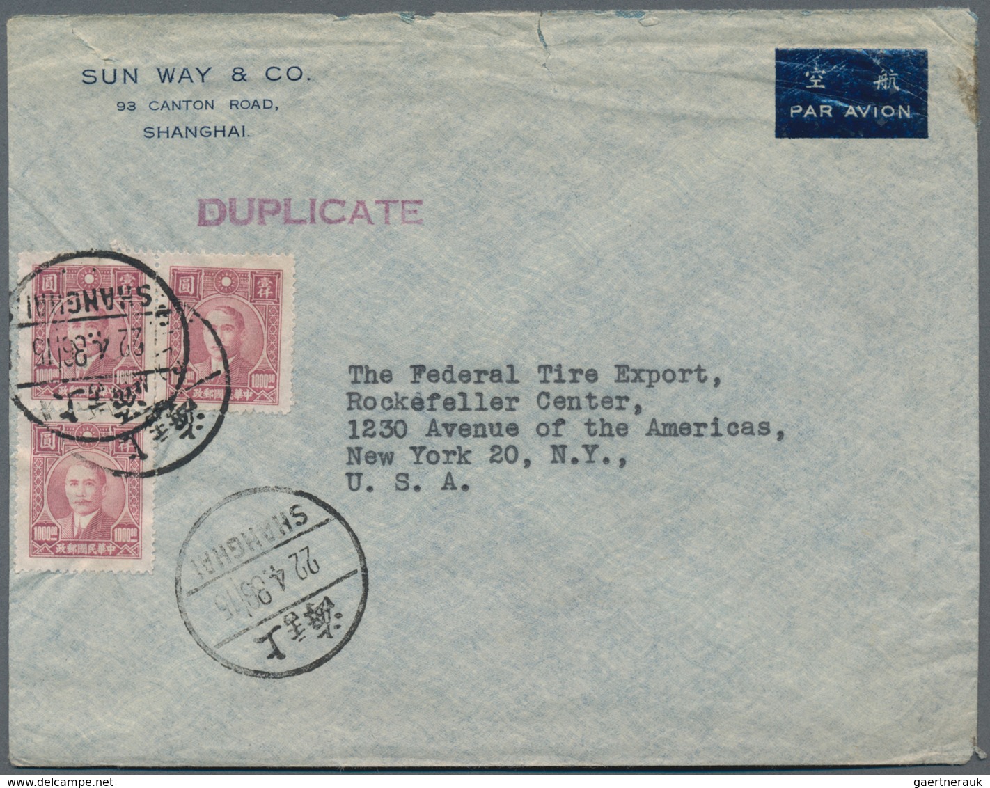 China: 1946/1947, Four Airmail Letters, 3 From SHANGHAI And One From CANTON Sent To Switzerland, USA - Sonstige & Ohne Zuordnung