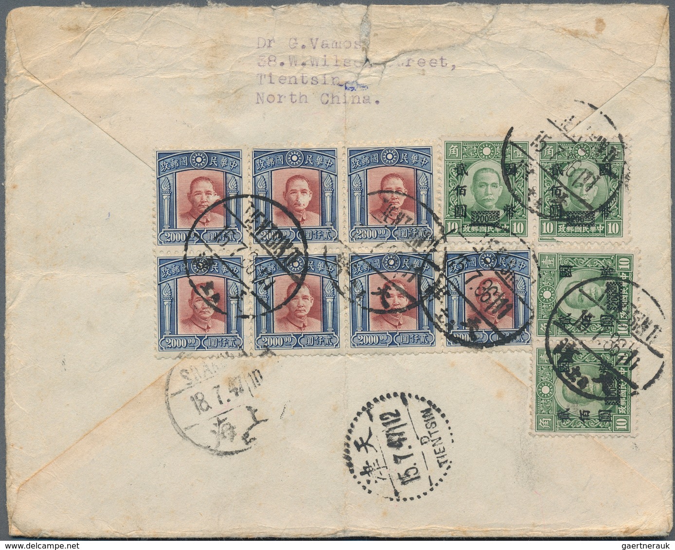 China: 1947/48, Covers (6) All Used To Europe, Five By Air And One Surface With Posts 50 Years Jubil - Sonstige & Ohne Zuordnung