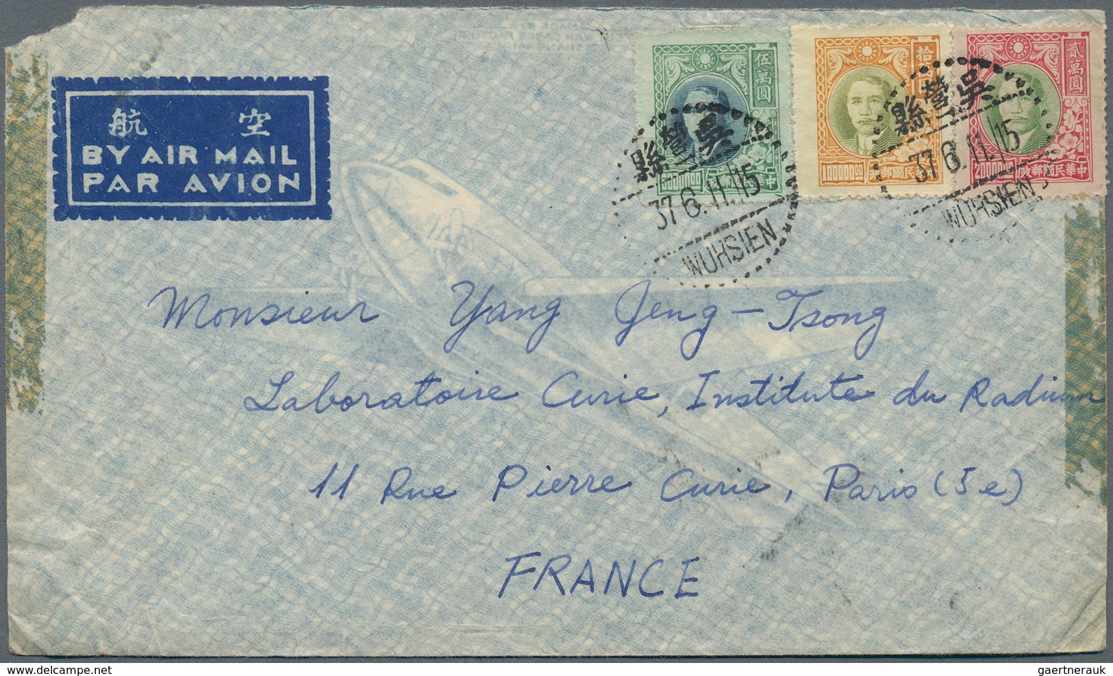 China: 1947/48, Covers (6) All Used To Europe, Five By Air And One Surface With Posts 50 Years Jubil - Sonstige & Ohne Zuordnung