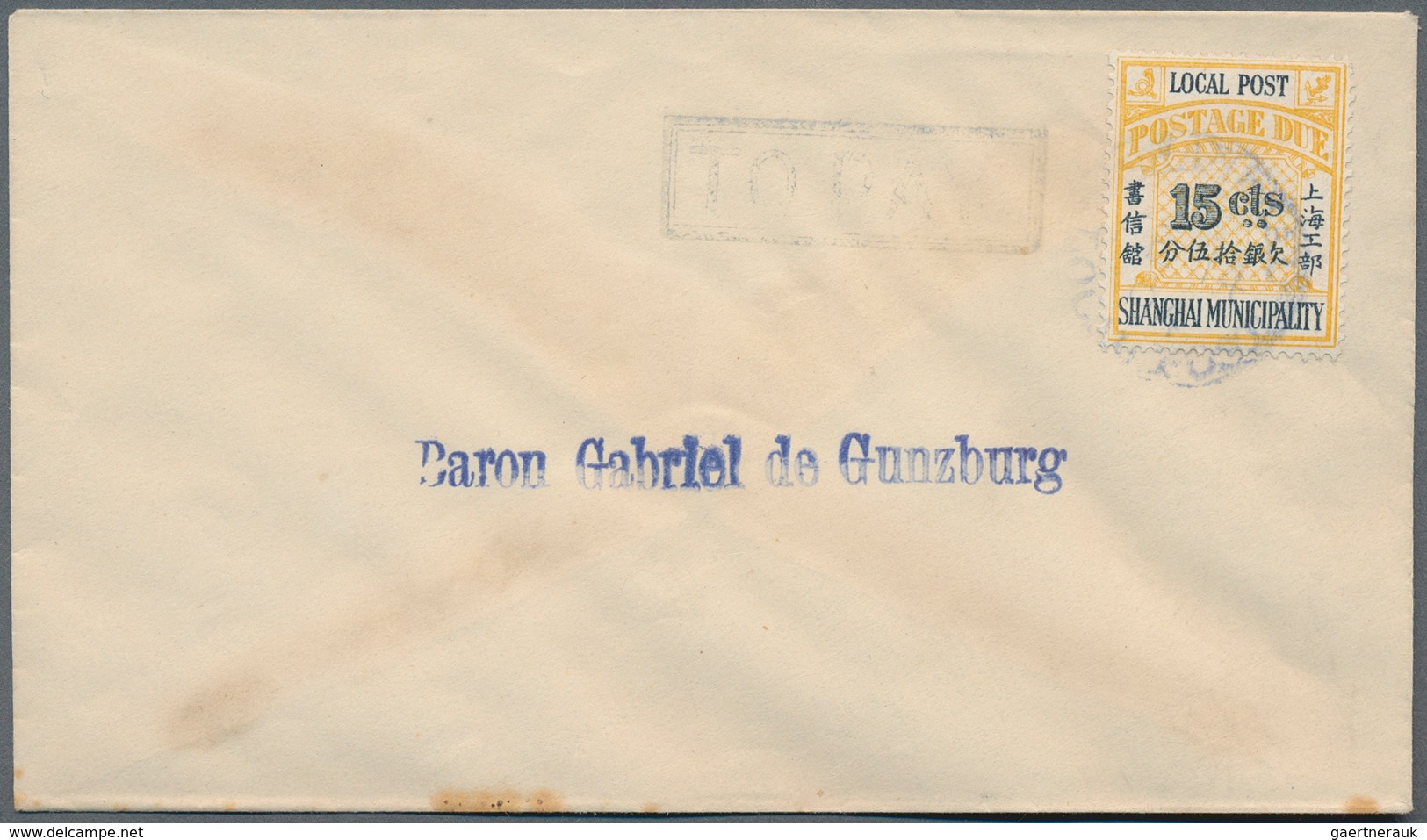 China - Shanghai - Portomarken: 1893, 2 C. Green Bisected Used As Postage Due On Local Cover Backsta - Sonstige & Ohne Zuordnung