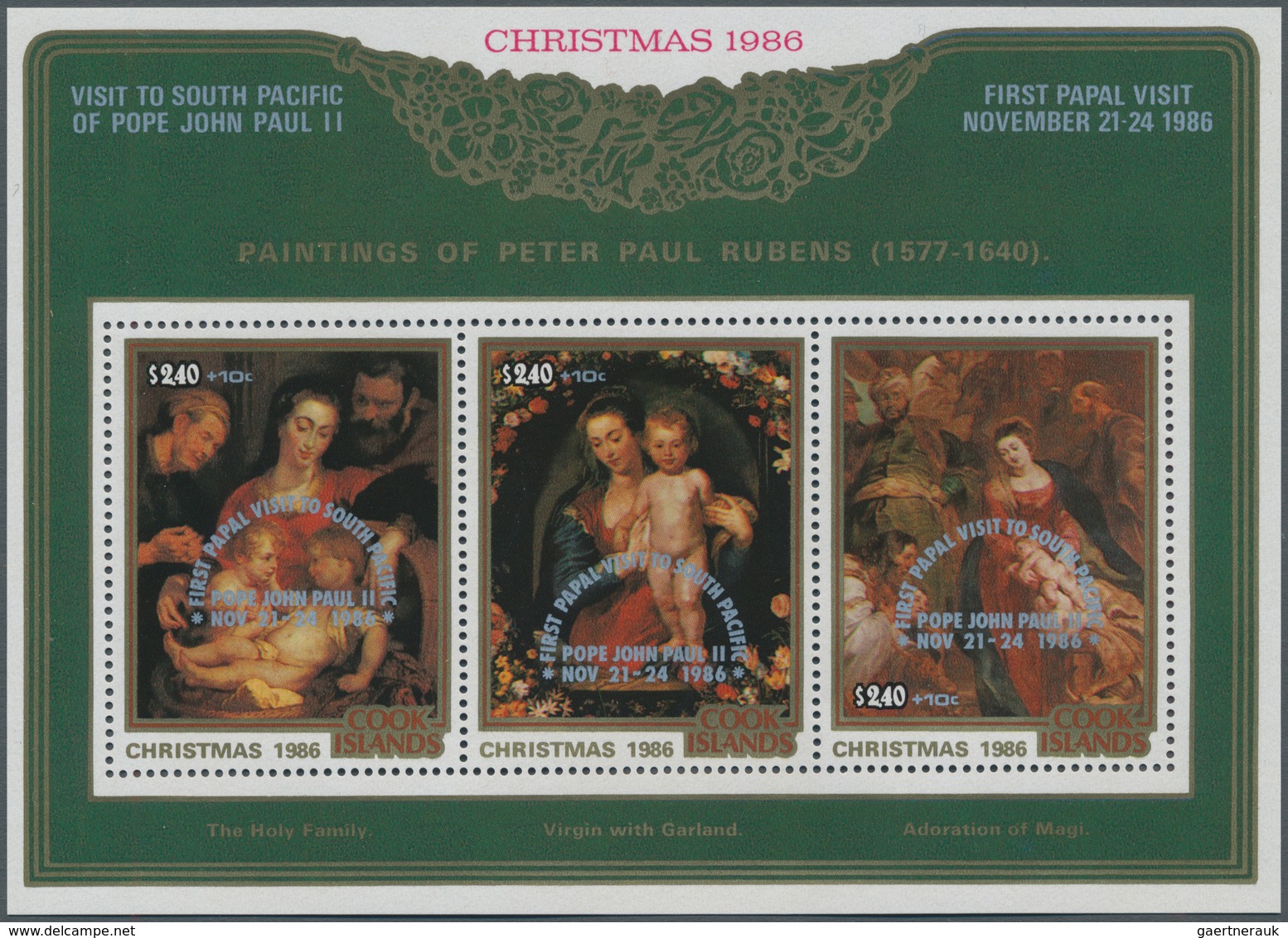 Cook-Inseln: 1986, Christmas Miniature Sheet With Three Different Rubens Paintings With Silver Overp - Cookinseln