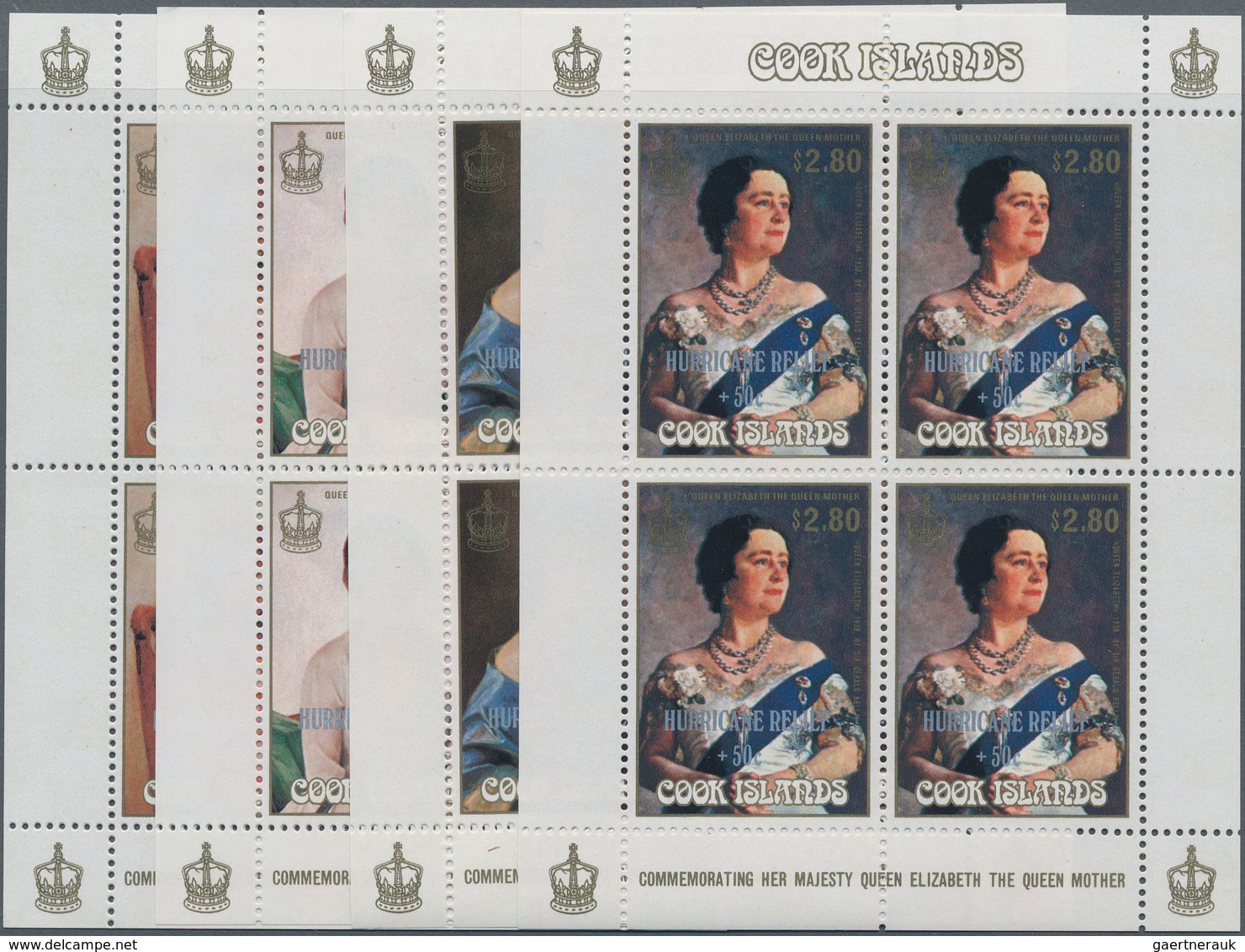 Cook-Inseln: 1987, 85th Birthday Of Queen Mum Complete Set Of Four Showing Different Paintings From - Cookinseln