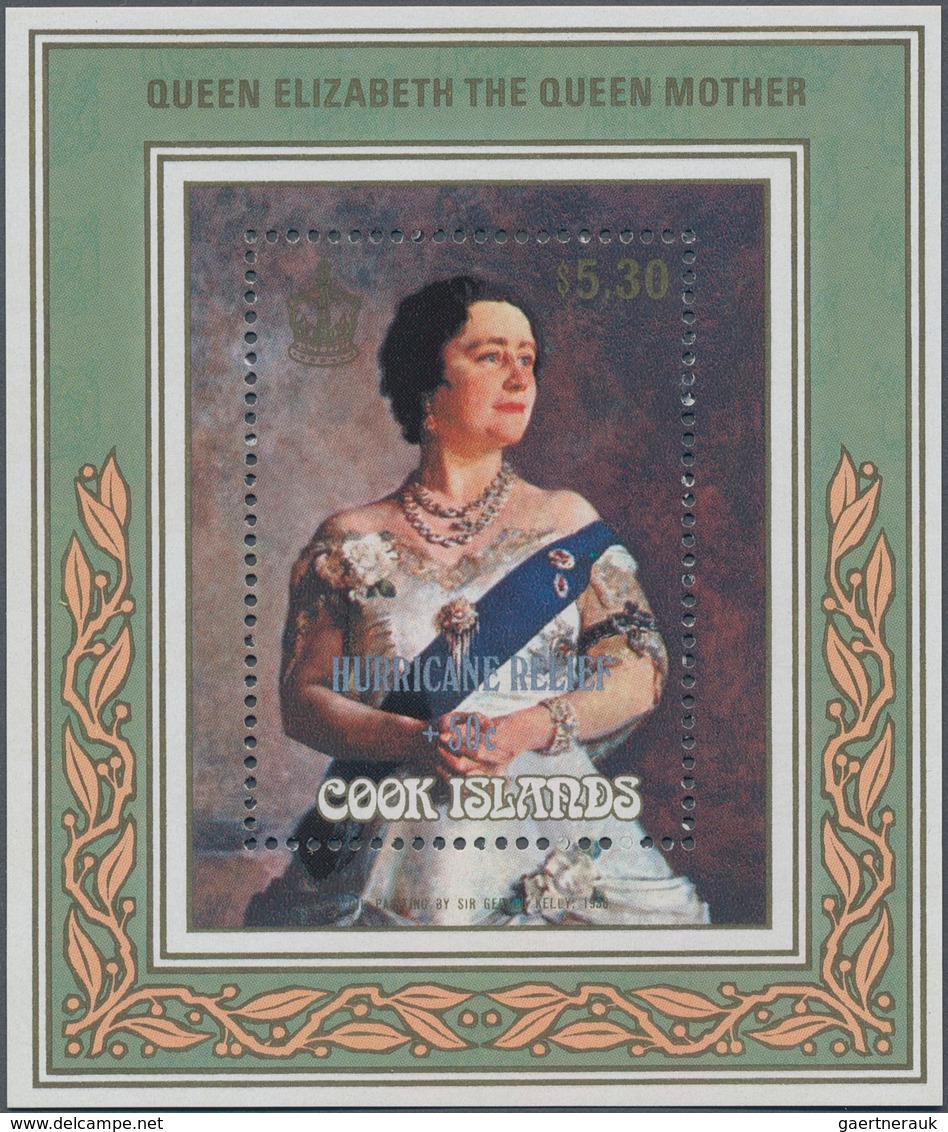 Cook-Inseln: 1987, 85th Birthday Of Queen Mum Miniature Sheet $5.40 With Painting From Gerald Kelly - Cookinseln