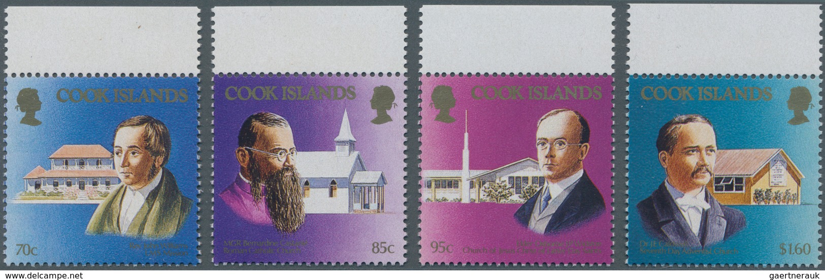 Cook-Inseln: 1990, Missionaries And Religions On The Cook Islands Complete Set Of Four (LMS Mission, - Cookeilanden