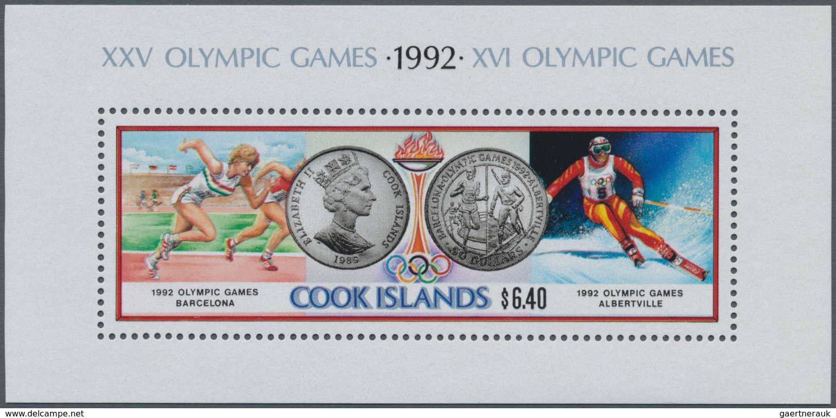 Cook-Inseln: 1991, Olympic Games 1992 In Albertville And Barcelona Miniature Sheet In A Lot With Abo - Cookinseln
